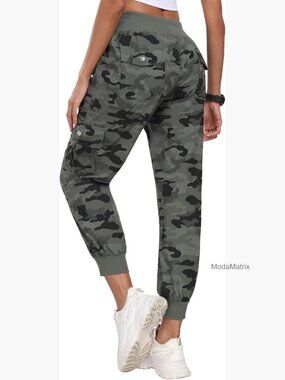 Lightweight Hiking Cargo Pants Quick Dry Joggers Elastic Waist 6 Pockets